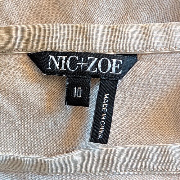 NIC+ZOE Linen Blend Midi Asymmetrical 'Long Engagement' Skirt Neutral Size 10 - Picture 2 of 9